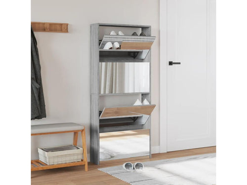 Lumenao 4-Tier Mirrored Shoe Cabinet, Grey, 63x17x134cm BMBS79592