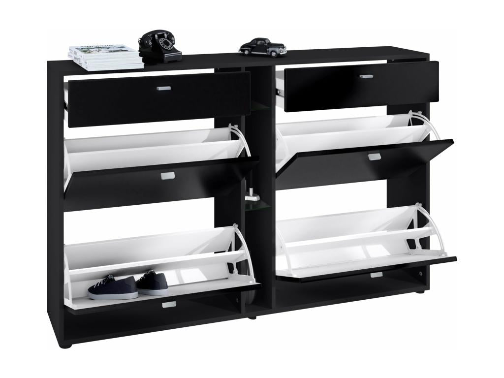 Matte Black and White Lacquered Shoe Cabinet (WxHxD) 155.5x95x28 cm BMCQ49391