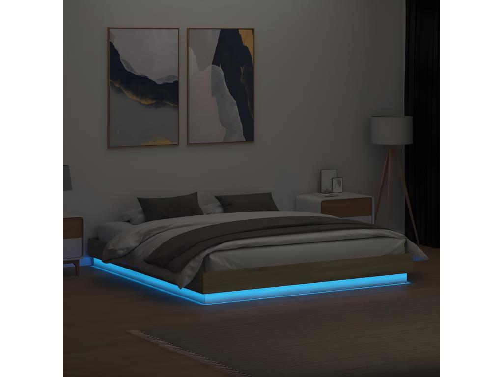 Zensova oak bed frame with LED lighting (mattress not included) 200x200 cm GQVJ97462