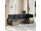 6-piece garden furniture set with grey resin wicker cushions TCZN47156