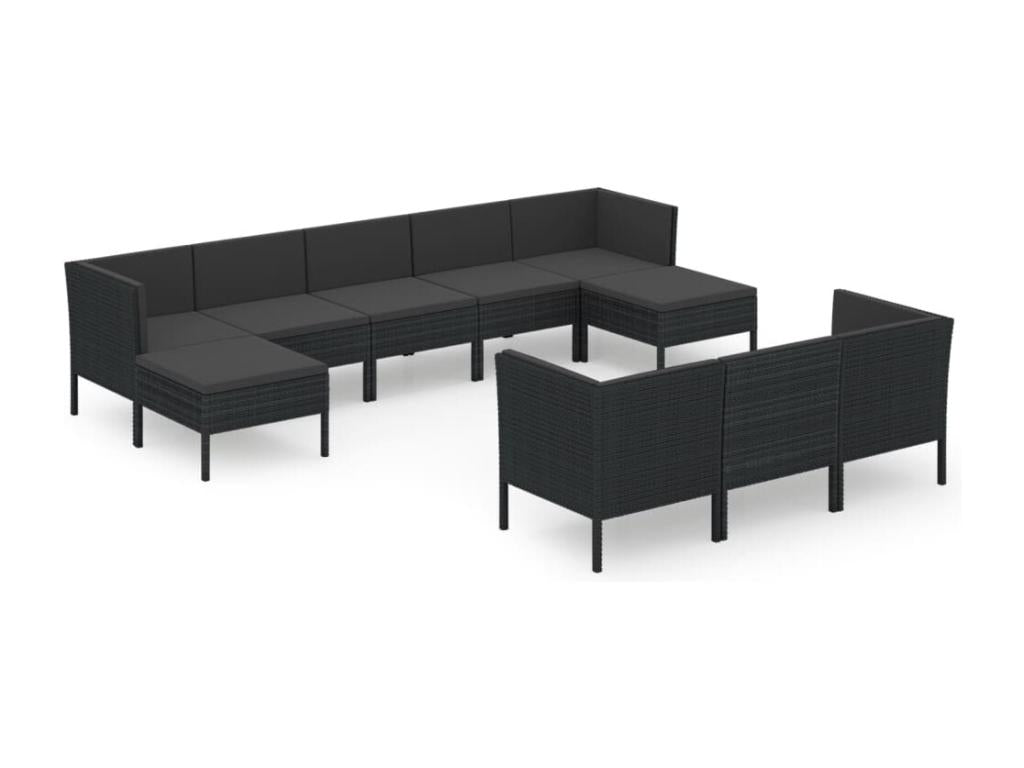 10-piece garden furniture set with cushions, Zensova 43 KDQY92879 wicker resin