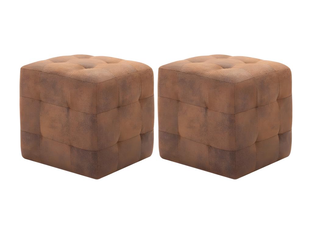 2-Piece Brown Bedside Tables 30x30x30 cm Faux Suede Leather RCNZ13343