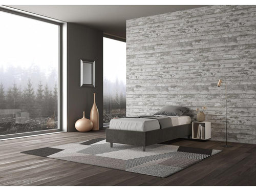 Lumenao Modern Microfiber Bed Frame - Dark Grey - 90x190cm - Optional Slatted Base BVTG37242