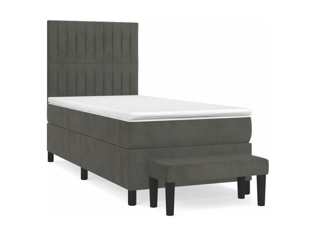 Lumenao bed base and mattress, Dark Grey 90x200 Velvet BZZK43808