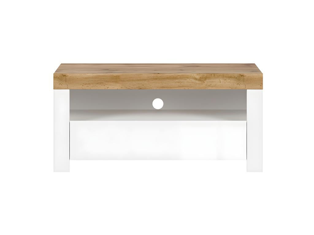 Lumenao TV stand with 1 drawer, 106 cm, White and Wood, FJXH00269