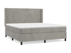 Upholstered bed base and mattress, light grey, 160x200cm, velvet, YKZC15819