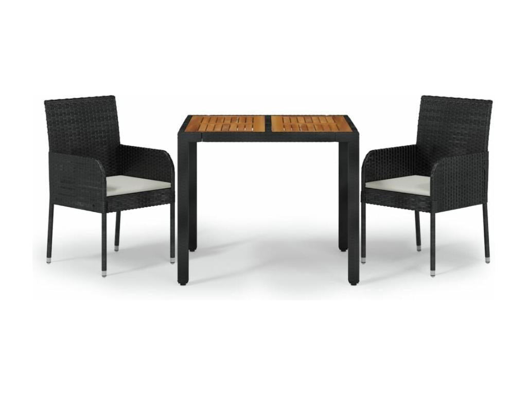 3-piece garden dining set with cushions, black RNAB56959