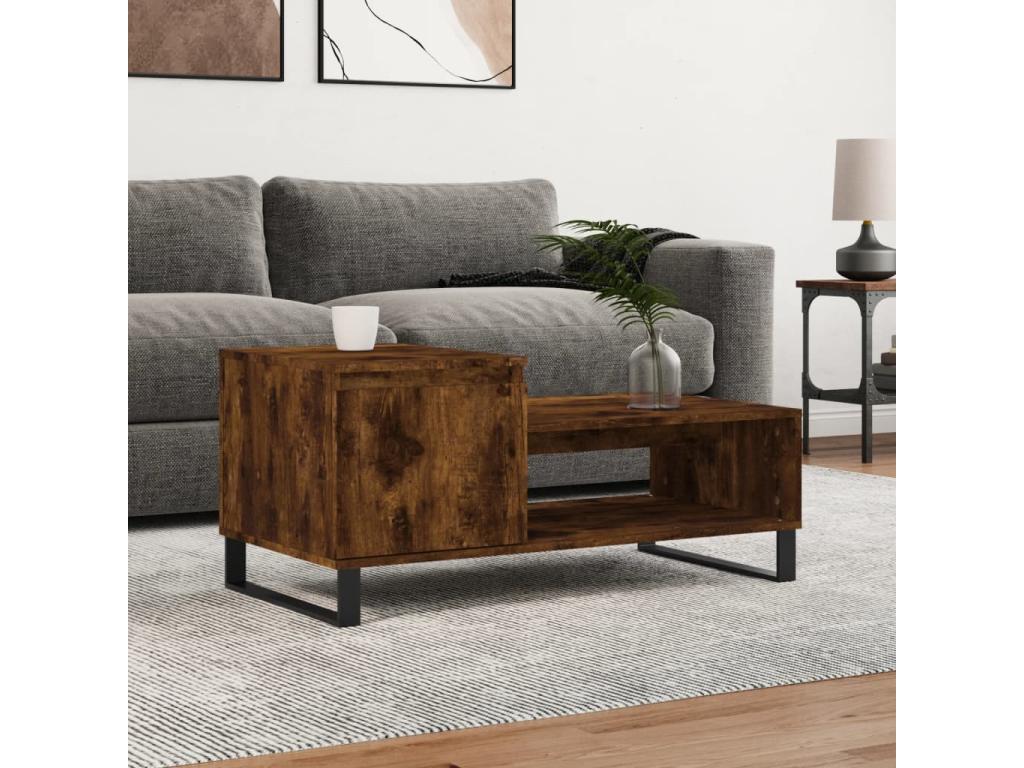 Smoked Oak Coffee Table 100x50x45 cm Engineered Wood HOJF35617
