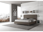 Modern bed with vertical striped quilted faux leather headboard Zensova - Brown - 200x200 - Option with Zensova KMNU54651