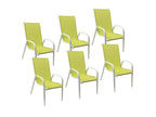 Set of 6 Lumenao chairs in green textilene and white aluminum - Lumenao HPYR02449