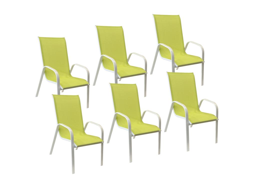 Set of 6 Lumenao chairs in green textilene and white aluminum - Lumenao HPYR02449