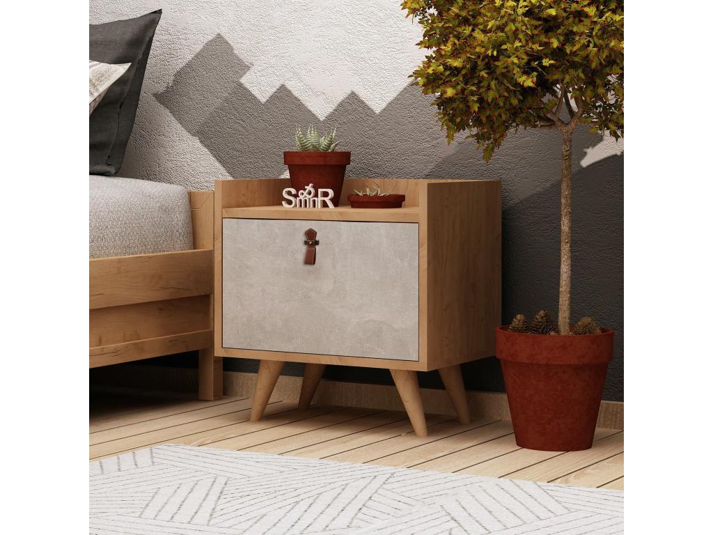Bedside table 100 melamine veneered chipboard white oak color 50x55x40 LIXY47172
