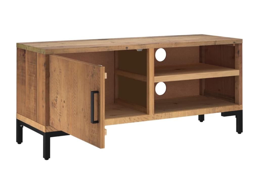 Brown TV stand 90x30x40 cm Solid pine wood WQAA88474