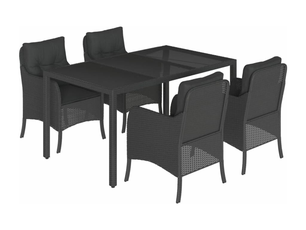 Zensova 5-Piece Garden Dining Set with Cushions, Woven Resin ZKIU49672