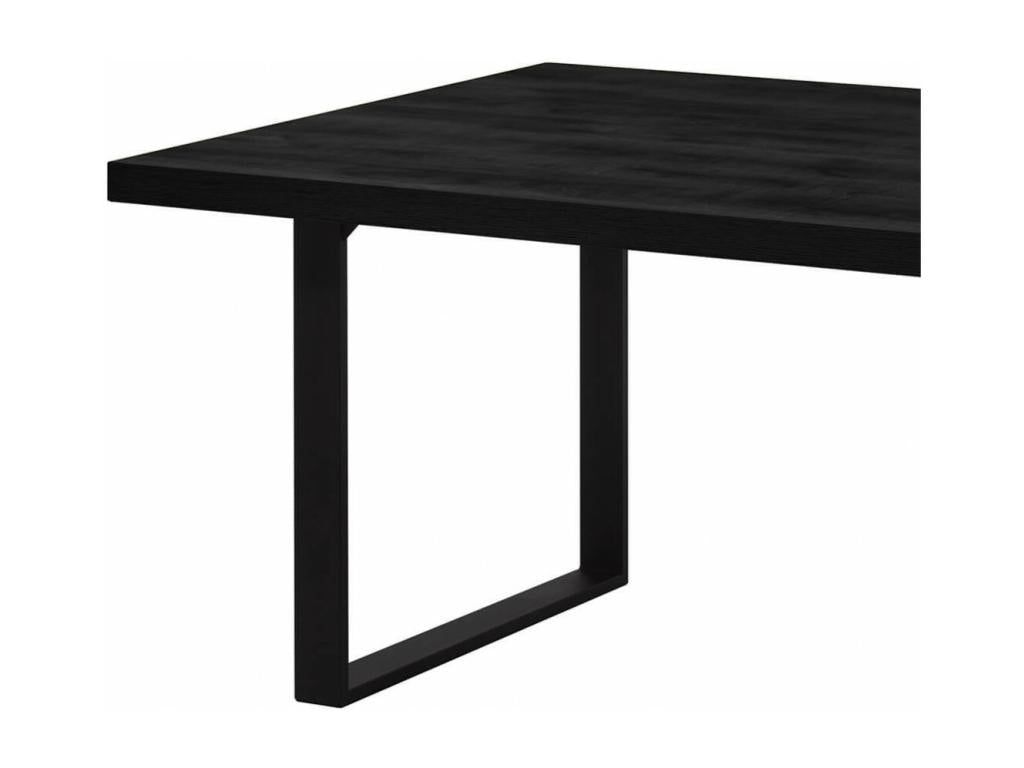 Lumenao - Rectangular Table 200cm Black Wood Look Black Metal U-Shaped Base KDFC83175