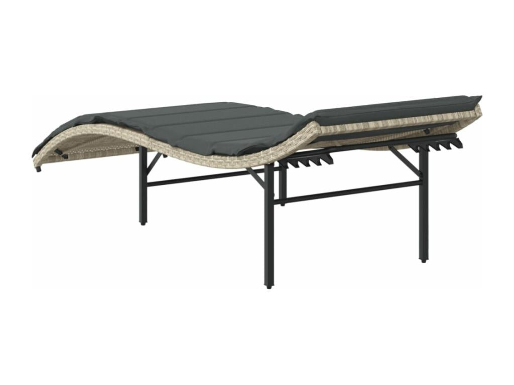 Set of 2 sun loungers and light grey woven resin cushions ZPPE76520