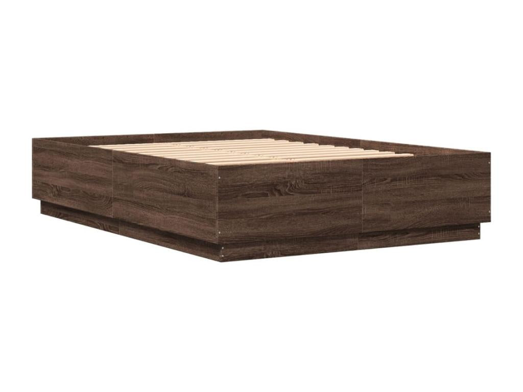 Brown oak bed frame 120x200 engineered wood HBAP89661