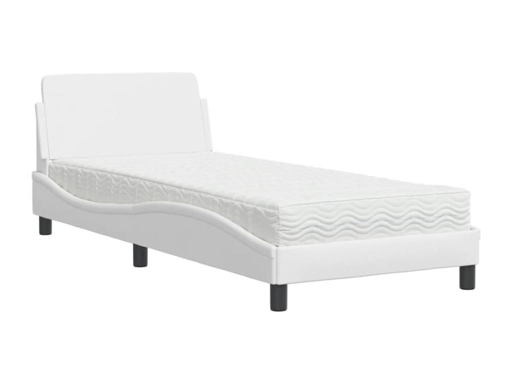 Bed with white mattress 90x190 cm faux leather RJHW91658