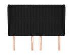 Headboard with wings, Black, 147x23x118/128 cm, Fabric NAXM65430