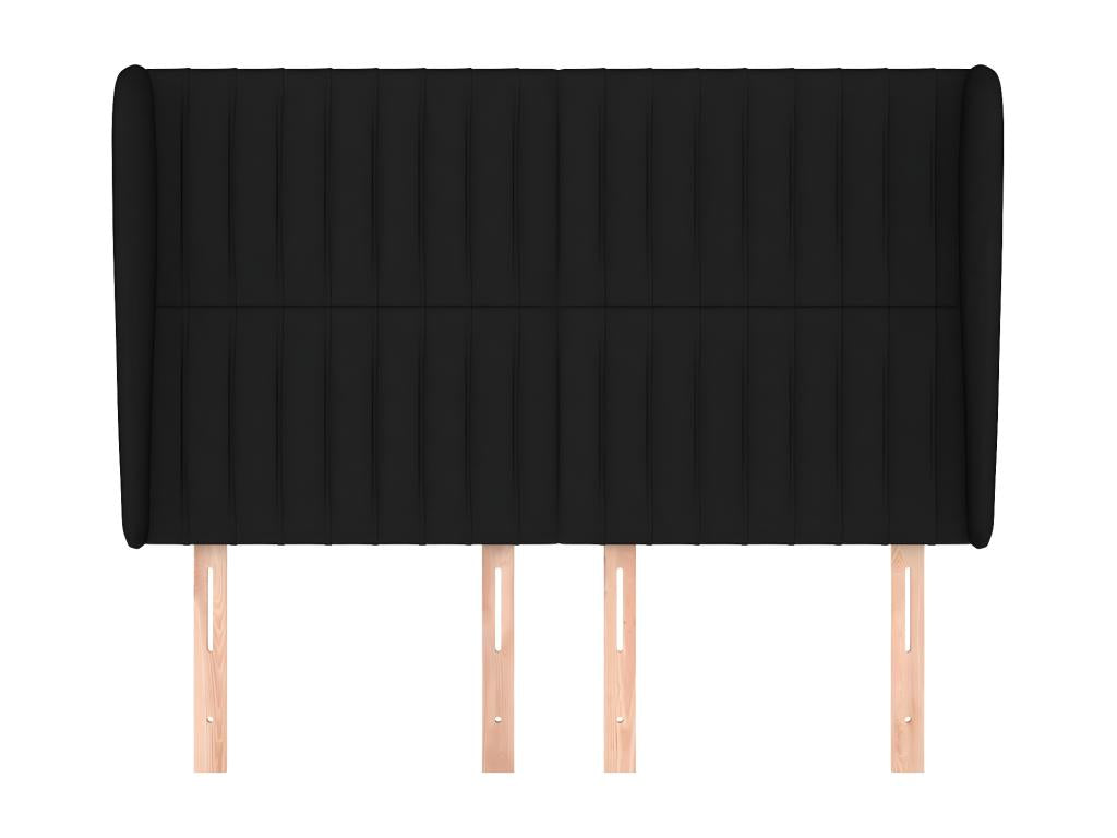 Headboard with wings, Black, 147x23x118/128 cm, Fabric NAXM65430