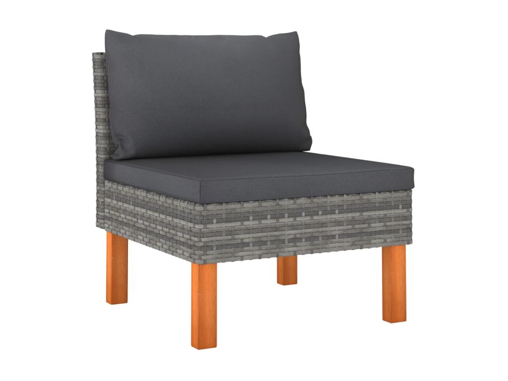 6-piece garden furniture set with cushions, Grey woven resin, 33 TAEY32647