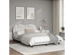 Bed frame with headboard, white, 140x200 cm, faux leather, ABEC43907
