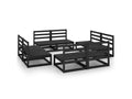 8-piece garden furniture set, black, solid pine wood, 2 ILEH28102