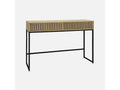Contemporary console table with 2 drawers in grooved wood finish - metal frame and legs Zensova VODP84720