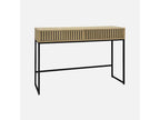 Contemporary console table with 2 drawers in grooved wood finish - metal frame and legs Zensova VODP84720