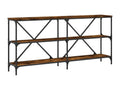 Smoked oak console table 160x30x75 cm engineered wood and iron KSRP91321