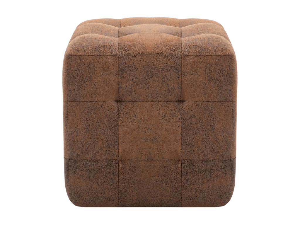 2-Piece Brown Bedside Tables 30x30x30 cm Faux Suede Leather RCNZ13343