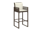 Garden bar stools with cushions, set of 2, brown woven resin SWSI87055