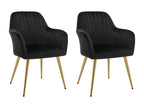 Set of 2 chairs with armrests in velvet and gold metal - Zensova PSIK08688