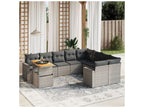 Garden furniture set with cushions, 10 pieces, grey woven resin, LSQM80649