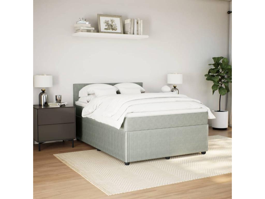 Zensova bed and mattress, light grey, 160x200cm, velvet, XSQX34470