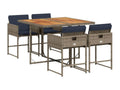 5-piece garden dining set with grey resin wicker cushions YRZO54662