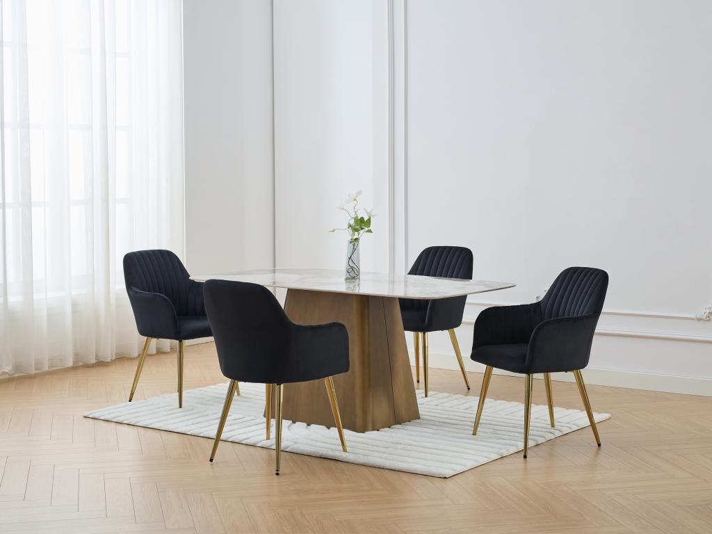 Set of 2 chairs with armrests in velvet and gold metal - Zensova PSIK08688