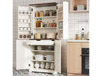 Kitchen Cabinet Buffet with 4 Doors, Drawer and Adjustable Shelves, Rustic White and Brown MDF, 80x40x183cm EXIN56617
