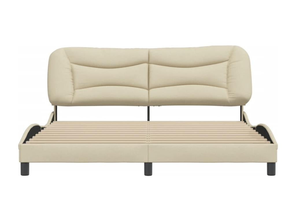 Bed frame with headboard, cream, 180x200 cm, Zensova XIJR93829