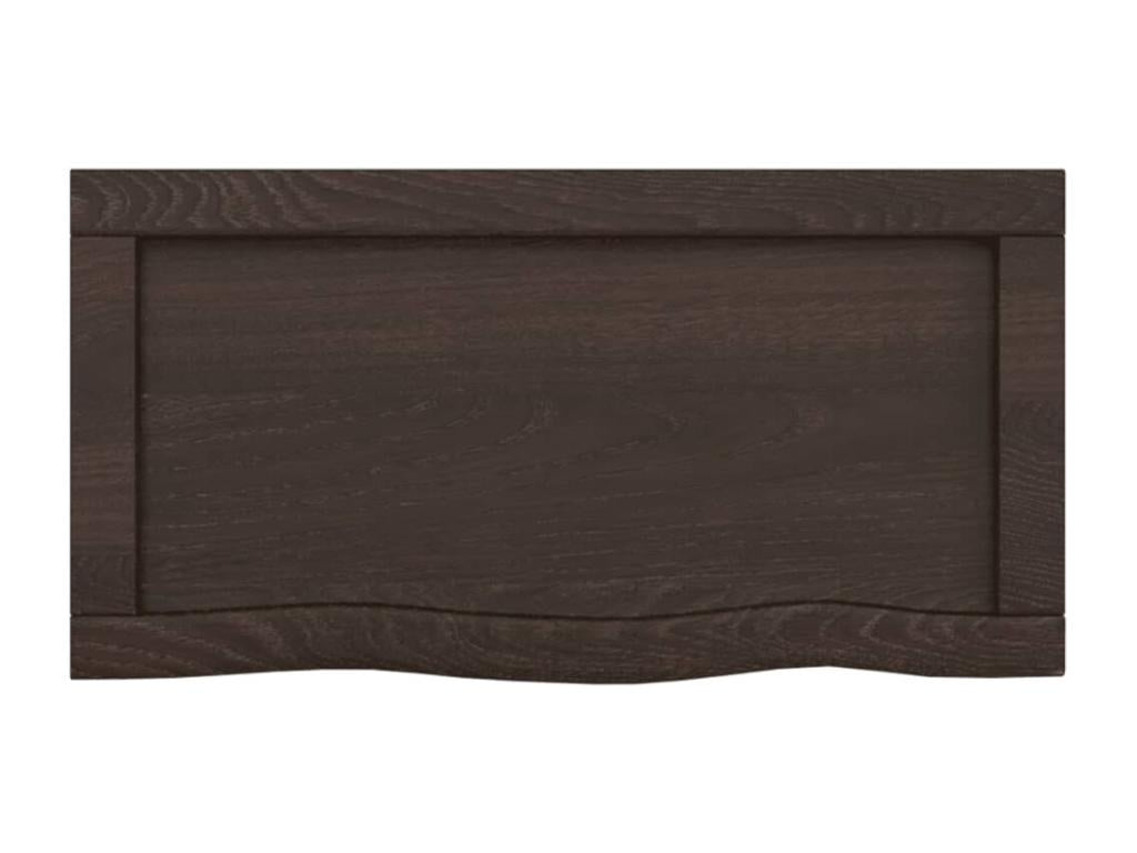 Dark brown wall shelf, solid treated oak wood SHNV84860