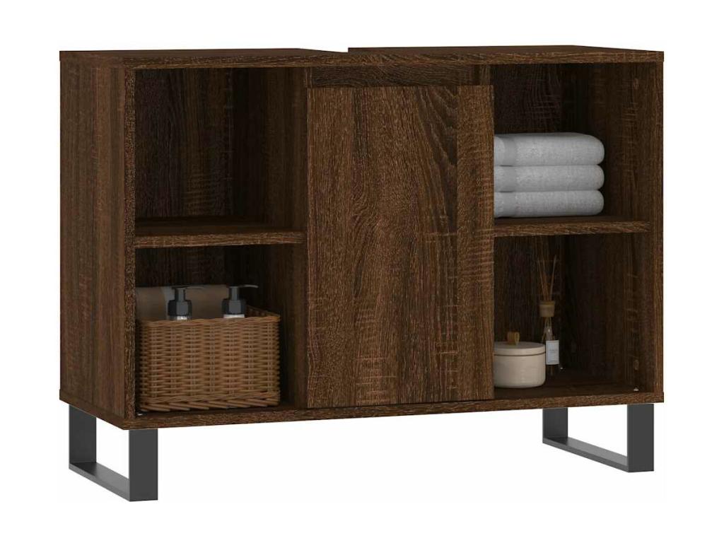 Bathroom cabinet, brown oak, 80x33x60cm, engineered wood XFPB57567
