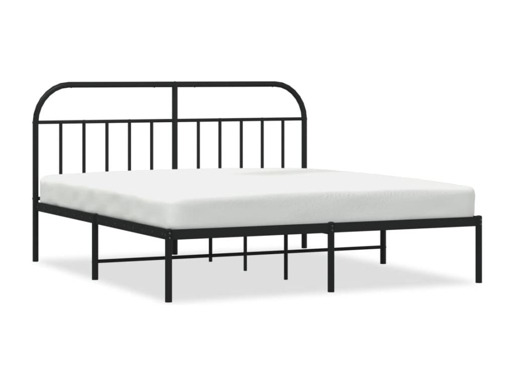 Metal bed frame with black headboard 160x200 cm KJNV78747