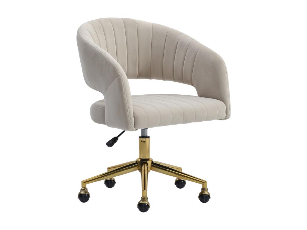 Velvet office chair - Beige and gold - Adjustable height - Zensova CWBX07251