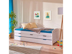 Zensova - Trundle Bed 90x200cm with 3 Drawers, Solid Wood, White Varnish QHTK13228