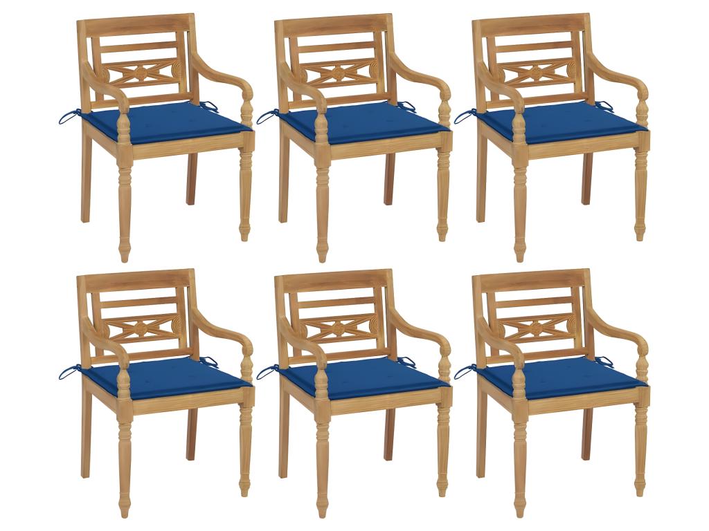 Lumenao chairs with cushions, set of 6, solid teak wood, LNYD11663