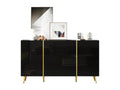 Sideboard with 2 doors and 3 drawers - 140x40x76 cm - Particleboard and gold legs - Glossy white VINV23777