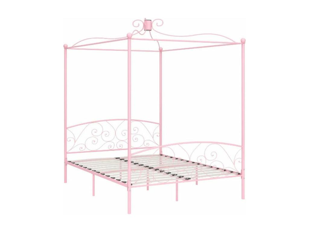 Lumenao pink metal four-poster bed 160x200 AJAZ61594