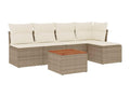 6-piece beige woven resin garden furniture set with cushions FLIO91783