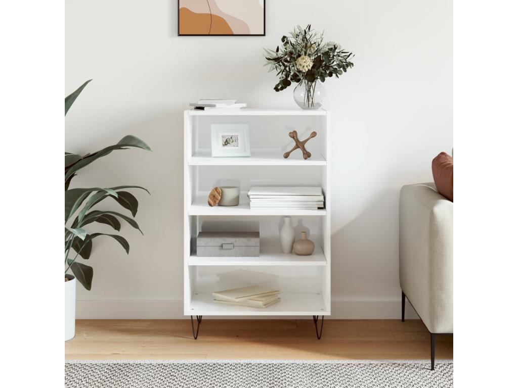 High-gloss white sideboard, 57x35x90 cm, engineered wood, QHEC43900