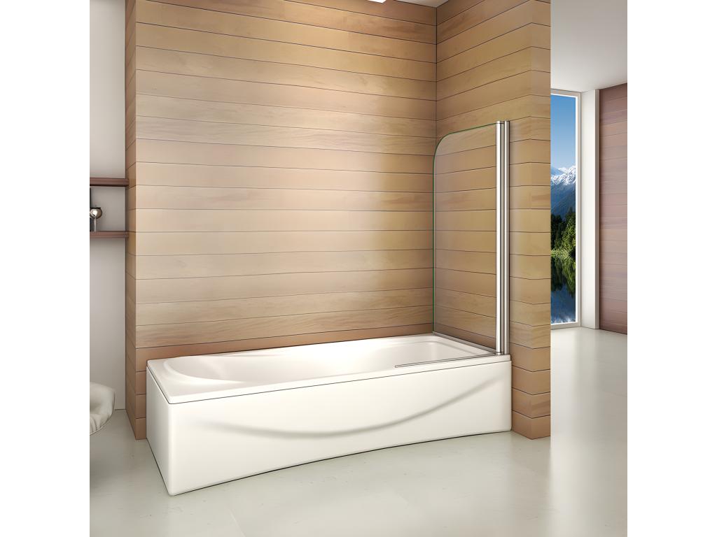 Bath screen 70x130cm in 5mm anti-limescale glass, 180° pivoting bath wall, 130cm high, VYKA05513
